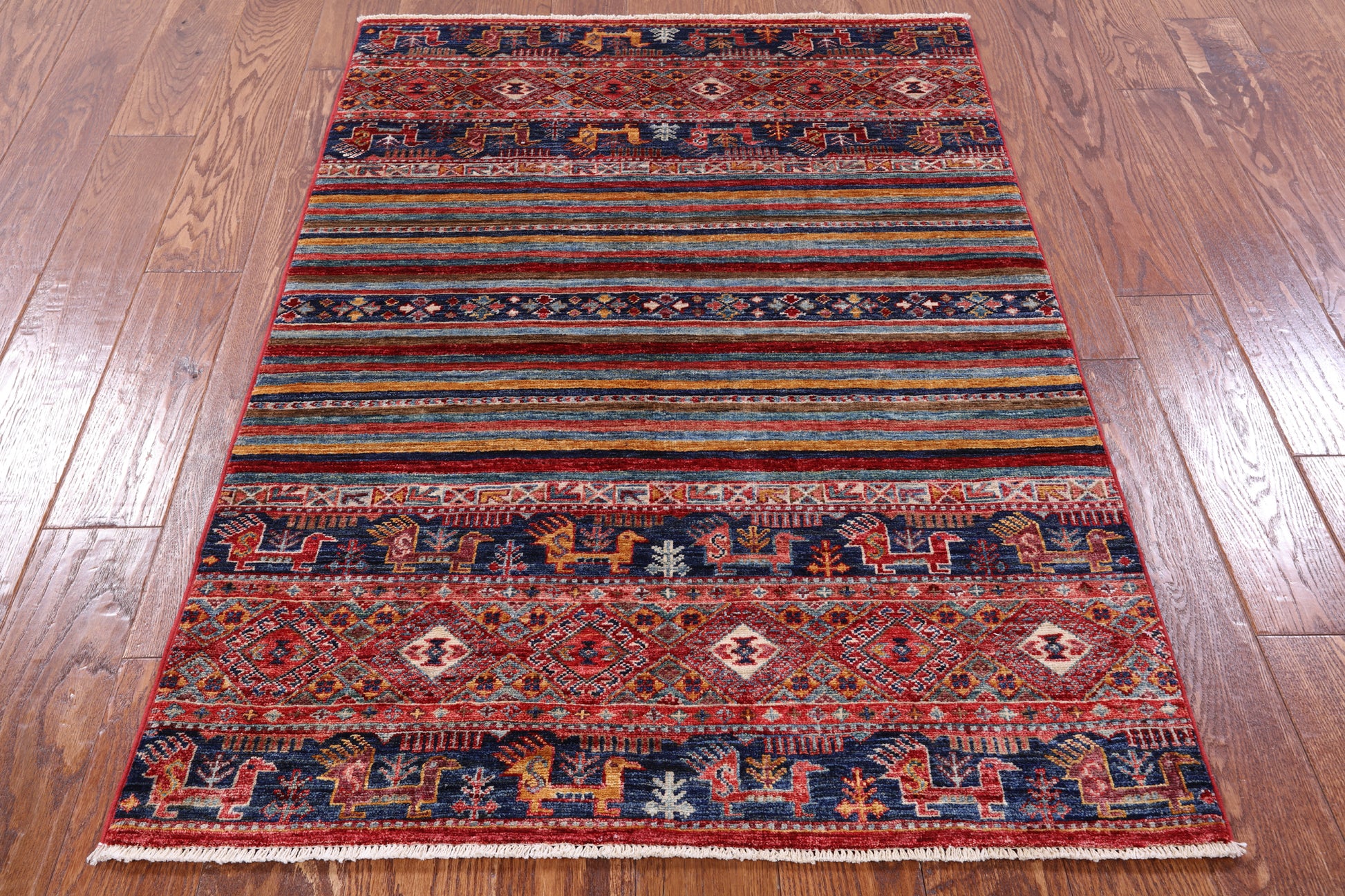 Khorjin Persian Gabbeh Hand Knotted Wool Rug - 3' 3" X 4' 9" - Golden Nile