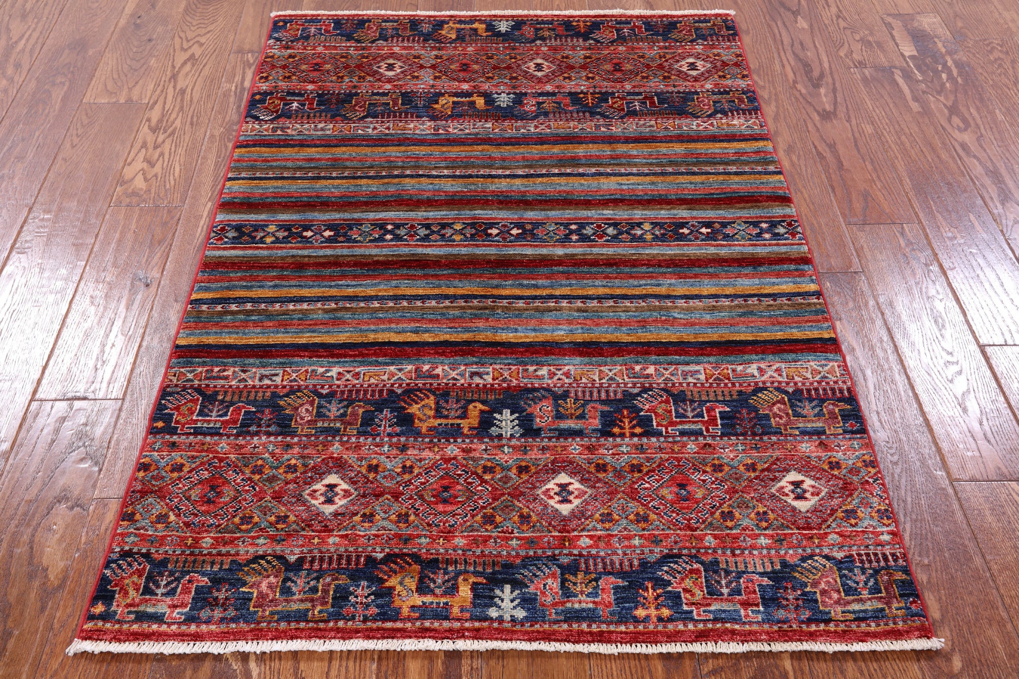 Khorjin Persian Gabbeh Hand Knotted Wool Rug - 3' 3" X 4' 9" - Golden Nile