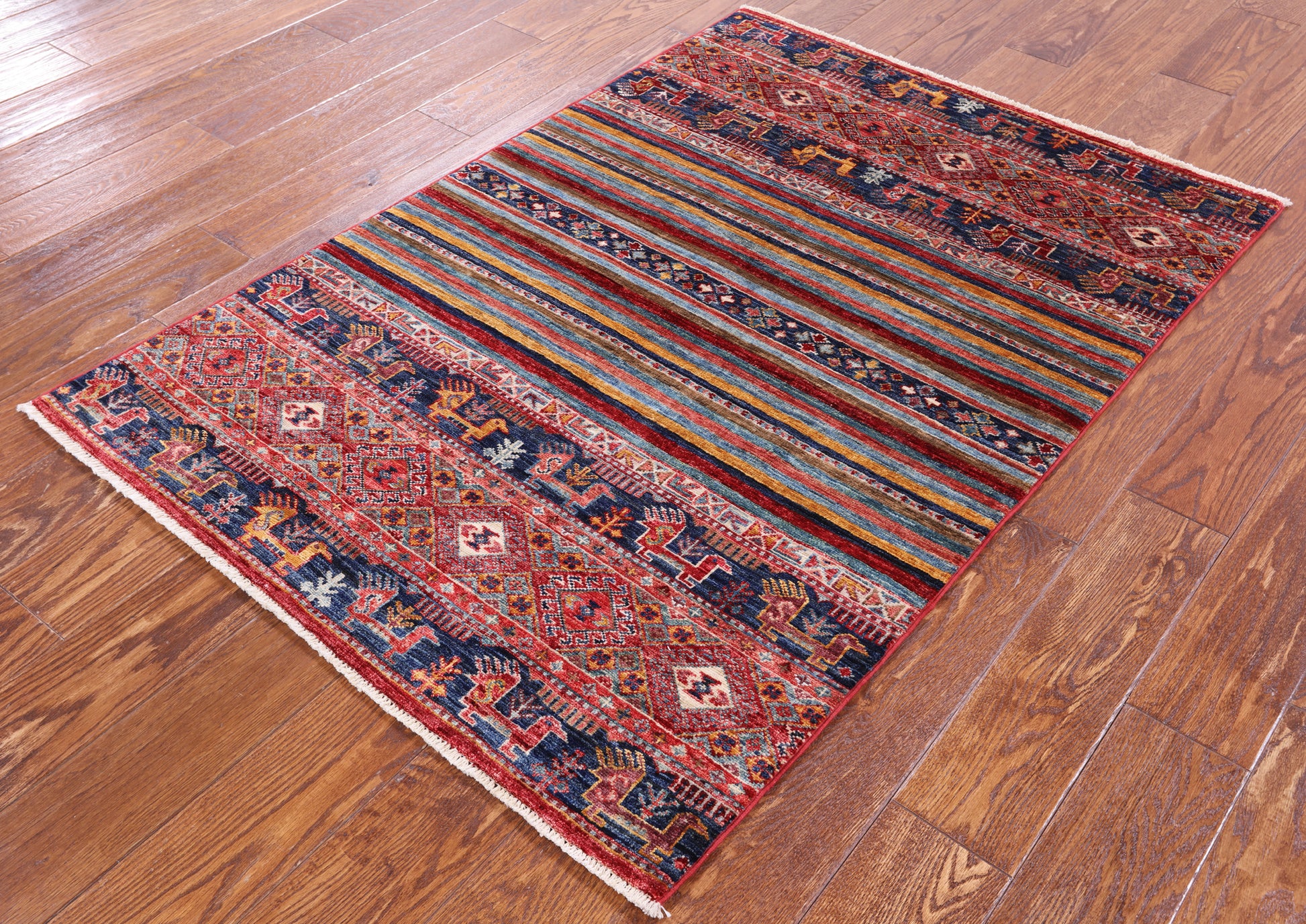 Khorjin Persian Gabbeh Hand Knotted Wool Rug - 3' 3" X 4' 9" - Golden Nile