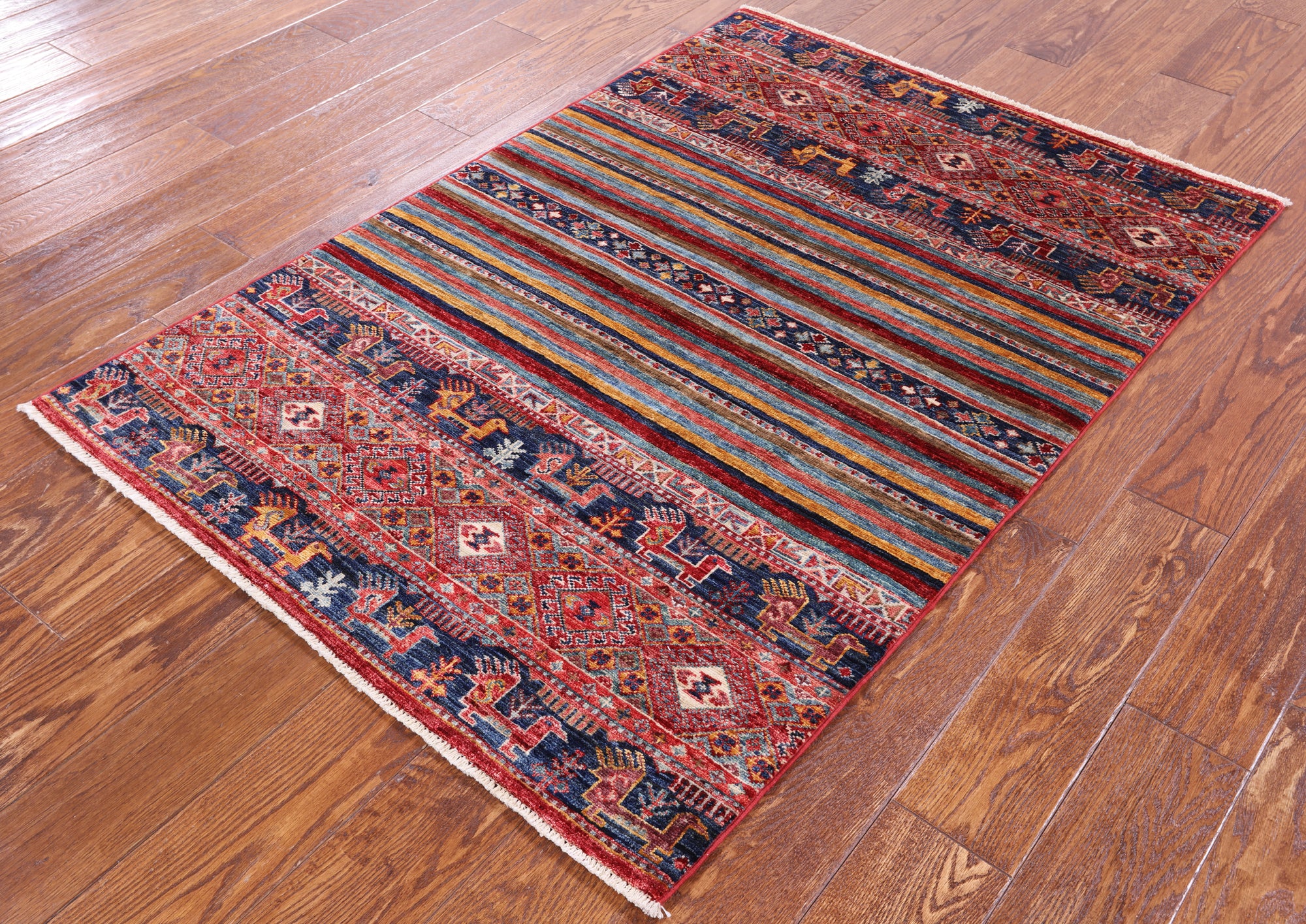 Khorjin Persian Gabbeh Hand Knotted Wool Rug - 3' 3" X 4' 9" - Golden Nile