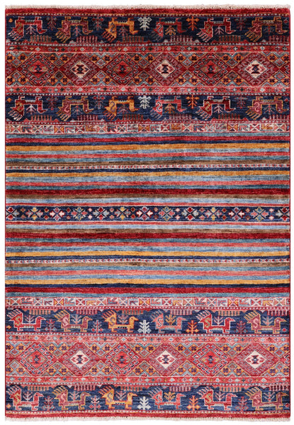 Khorjin Persian Gabbeh Hand Knotted Wool Rug - 3' 3" X 4' 9" - Golden Nile