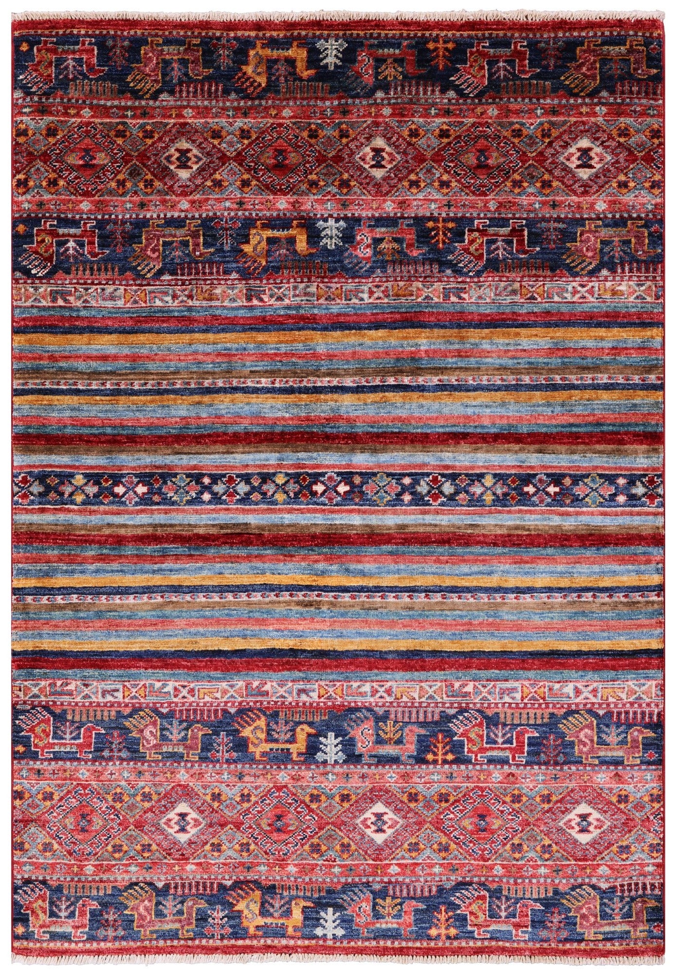 Khorjin Persian Gabbeh Hand Knotted Wool Rug - 3' 3" X 4' 9" - Golden Nile