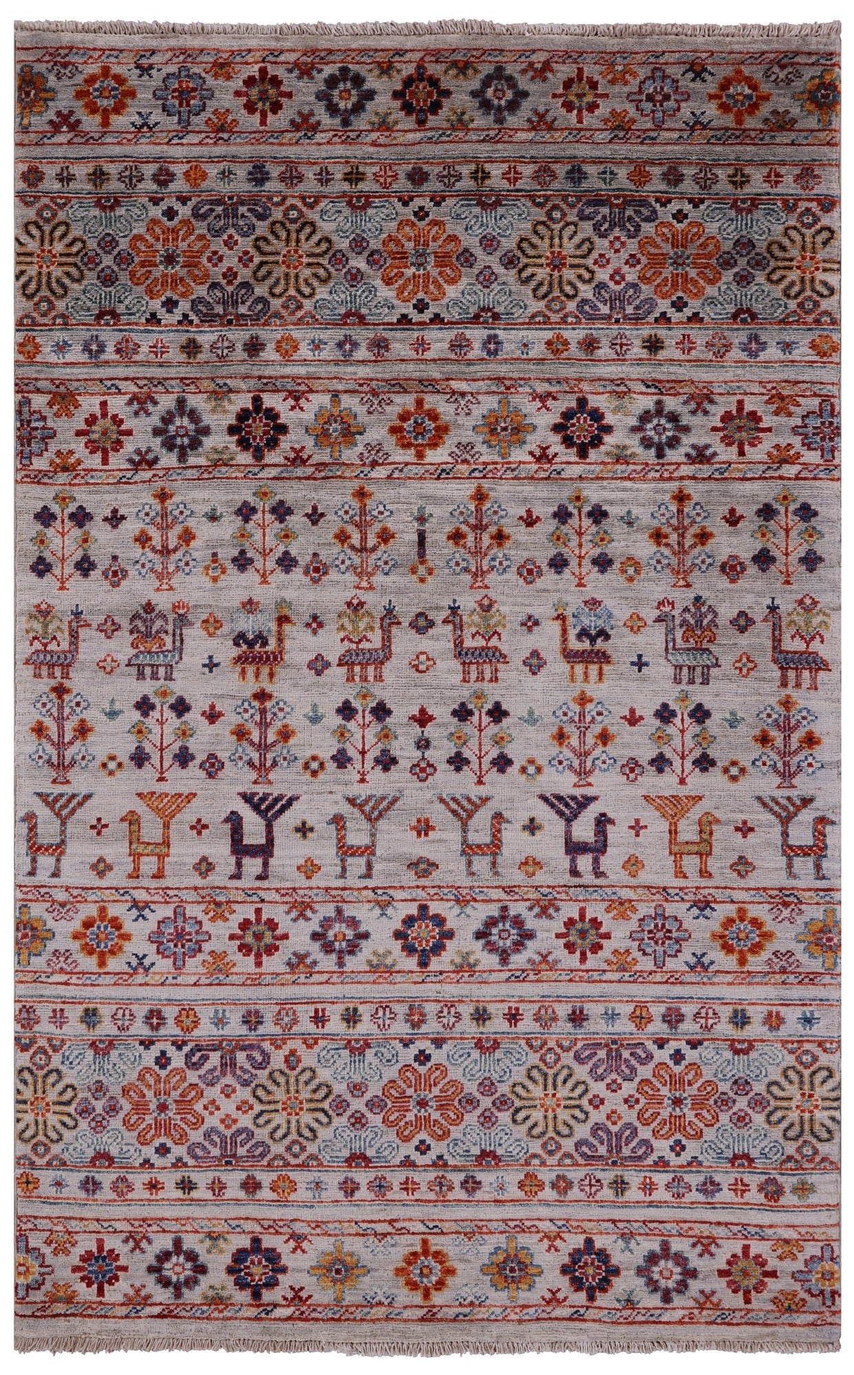 Tribal Persian Gabbeh Handmade Wool Rug - 3' 3" X 5' 2" - Golden Nile