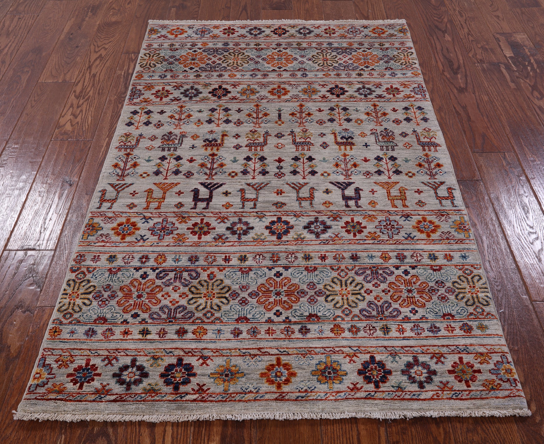 Tribal Persian Gabbeh Handmade Wool Rug - 3' 3" X 5' 2" - Golden Nile
