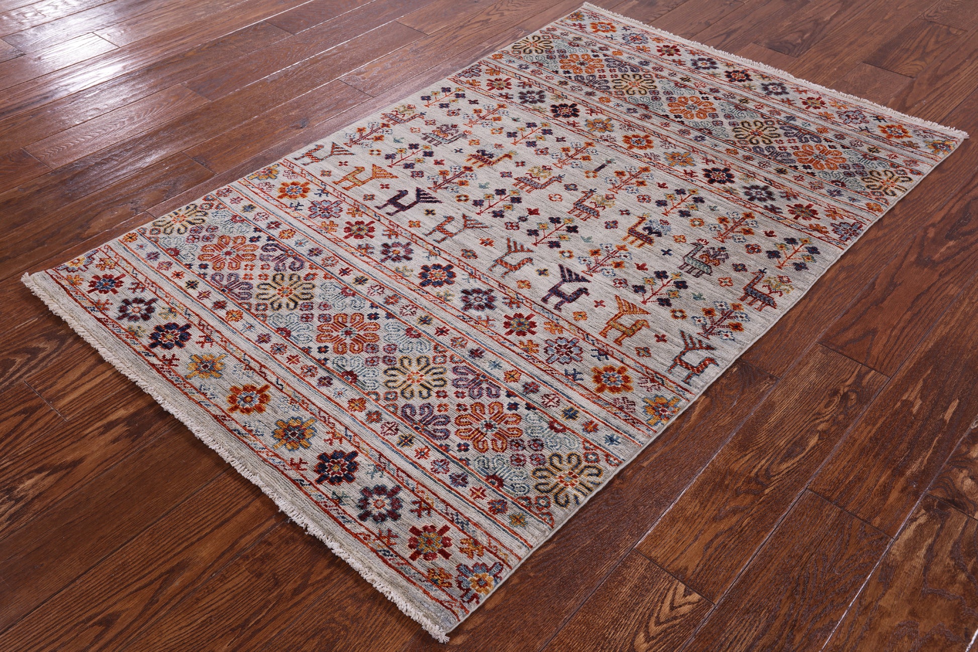 Tribal Persian Gabbeh Handmade Wool Rug - 3' 3" X 5' 2" - Golden Nile