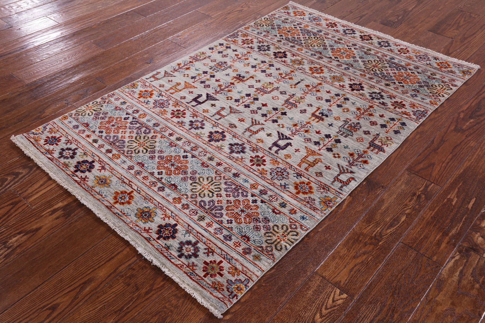 Tribal Persian Gabbeh Handmade Wool Rug - 3' 3" X 5' 2" - Golden Nile
