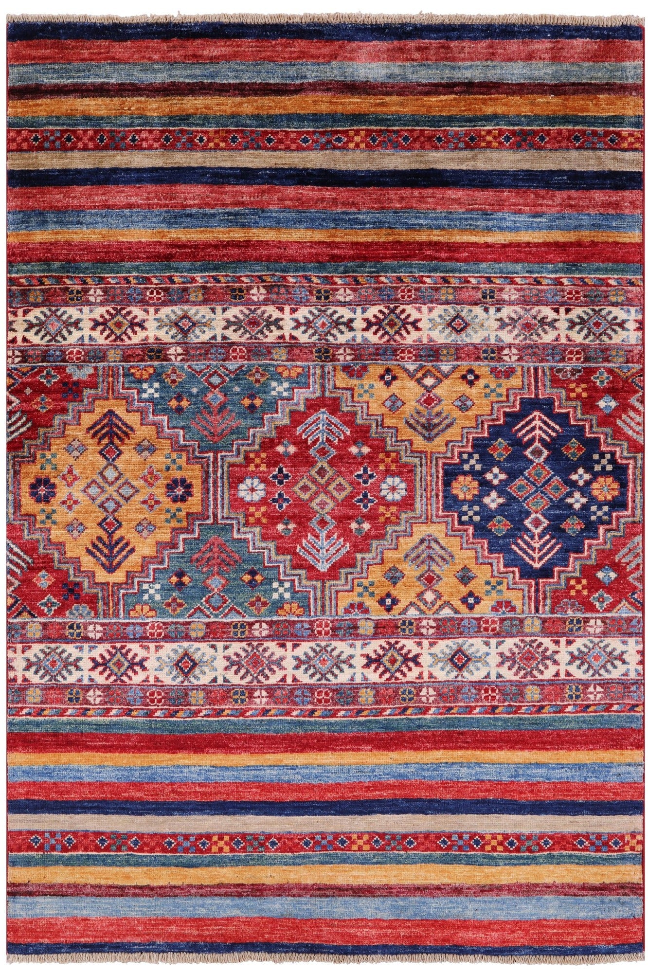 Tribal Persian Gabbeh Handmade Wool Rug - 3' 3" X 4' 9" - Golden Nile