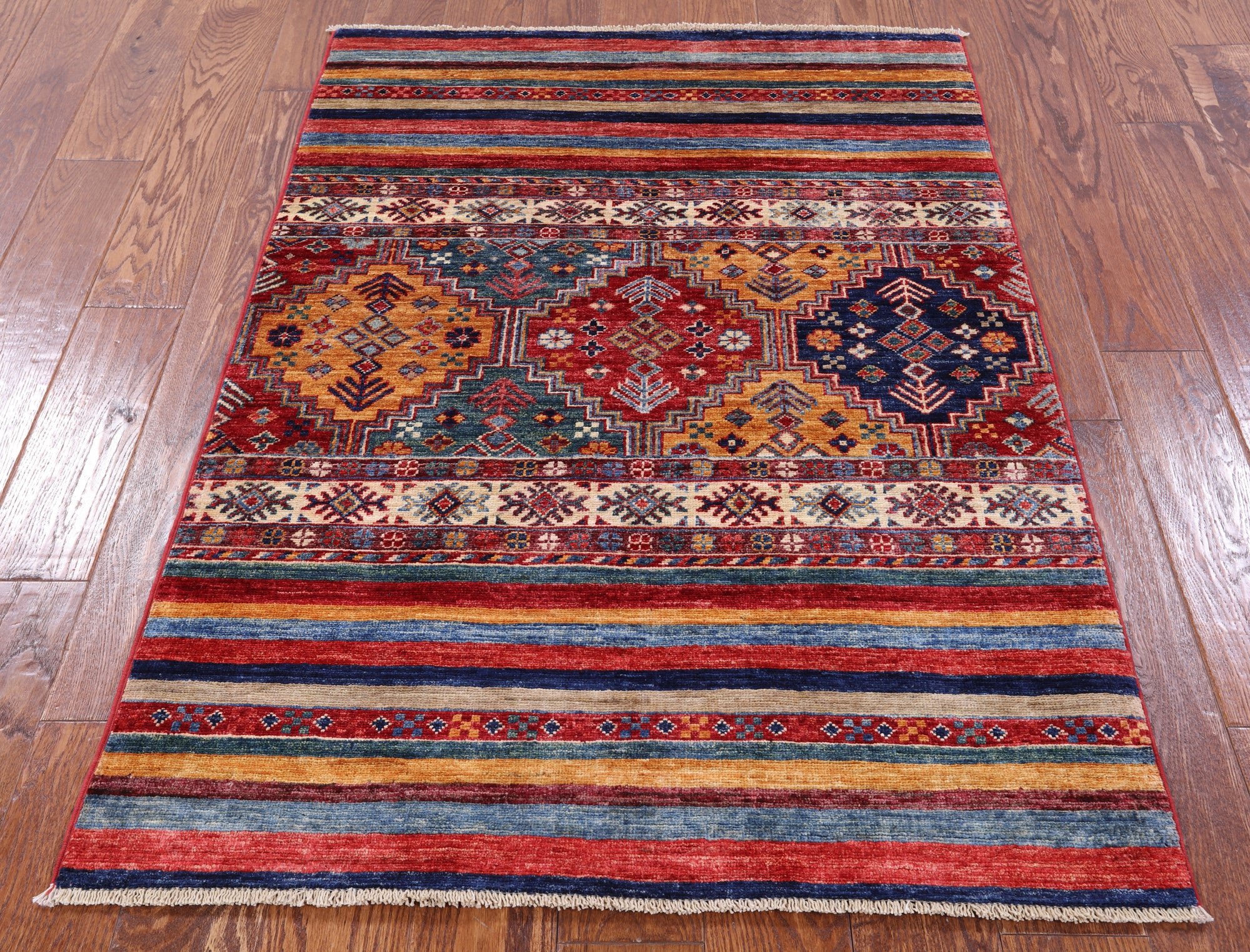 Tribal Persian Gabbeh Handmade Wool Rug - 3' 3" X 4' 9" - Golden Nile