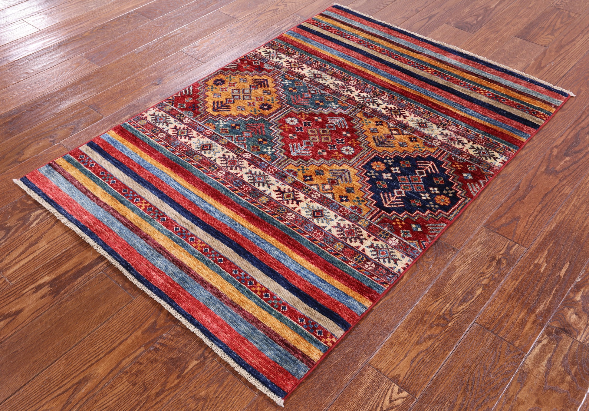 Tribal Persian Gabbeh Handmade Wool Rug - 3' 3" X 4' 9" - Golden Nile