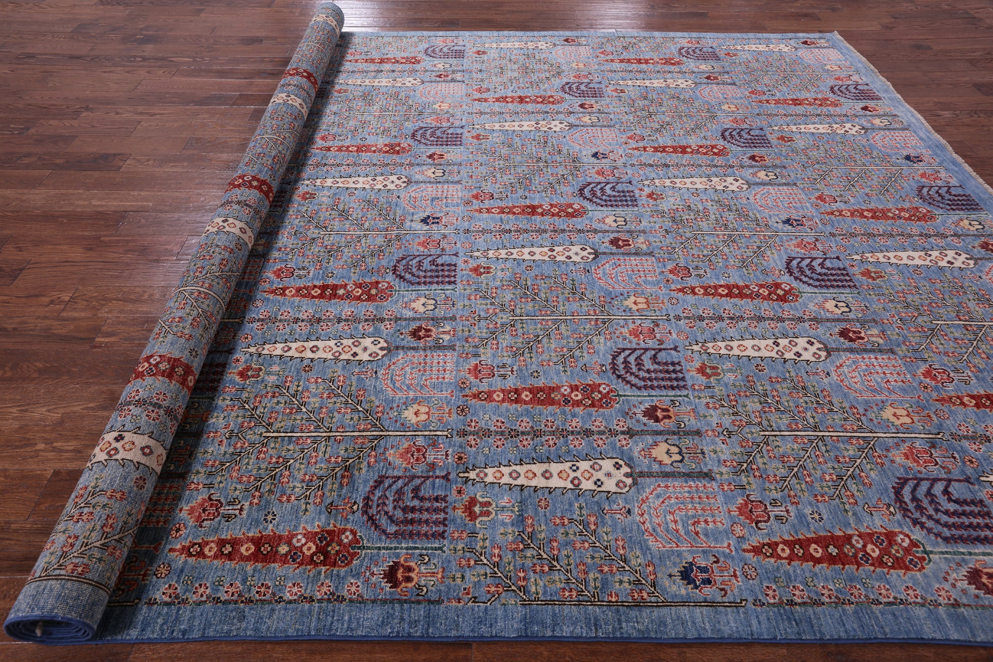 Blue Persian Ziegler Hand Knotted Wool Rug - 9' 9" X 14' 1" - Golden Nile