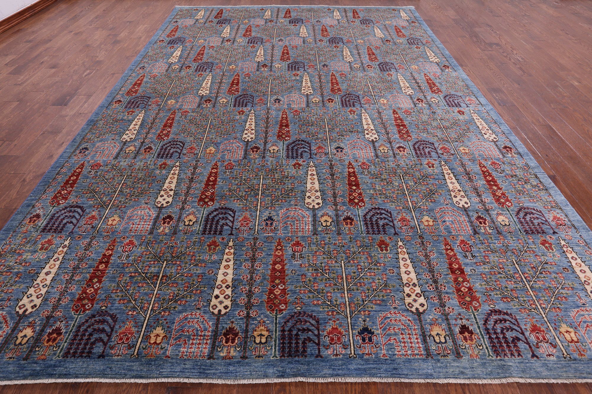 Blue Persian Ziegler Hand Knotted Wool Rug - 9' 9" X 14' 1" - Golden Nile