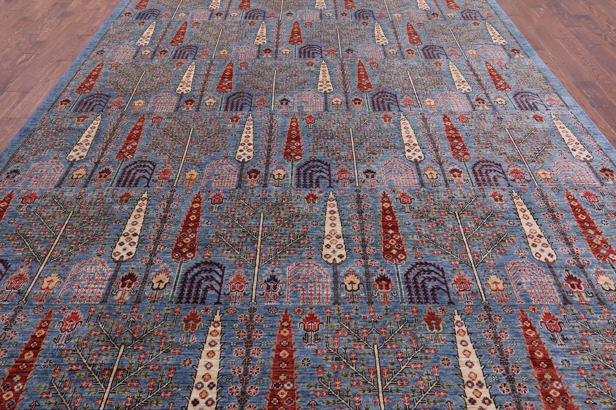 Blue Persian Ziegler Hand Knotted Wool Rug - 9' 9" X 14' 1" - Golden Nile