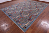 Blue Persian Ziegler Hand Knotted Wool Rug - 9' 9" X 14' 1" - Golden Nile