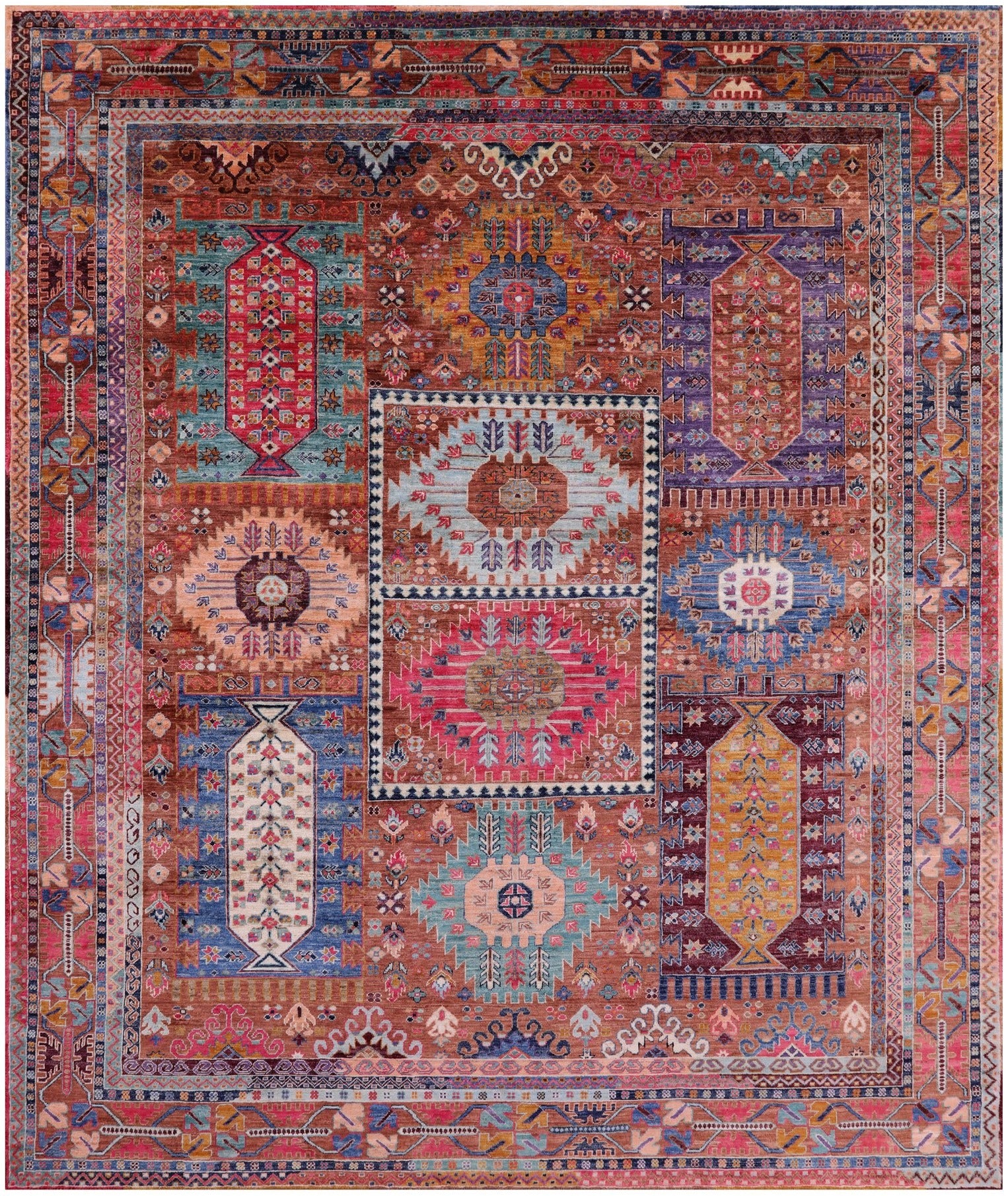 Persian Fine Serapi Hand Knotted Wool Rug - 8' 5" X 9' 8" - Golden Nile