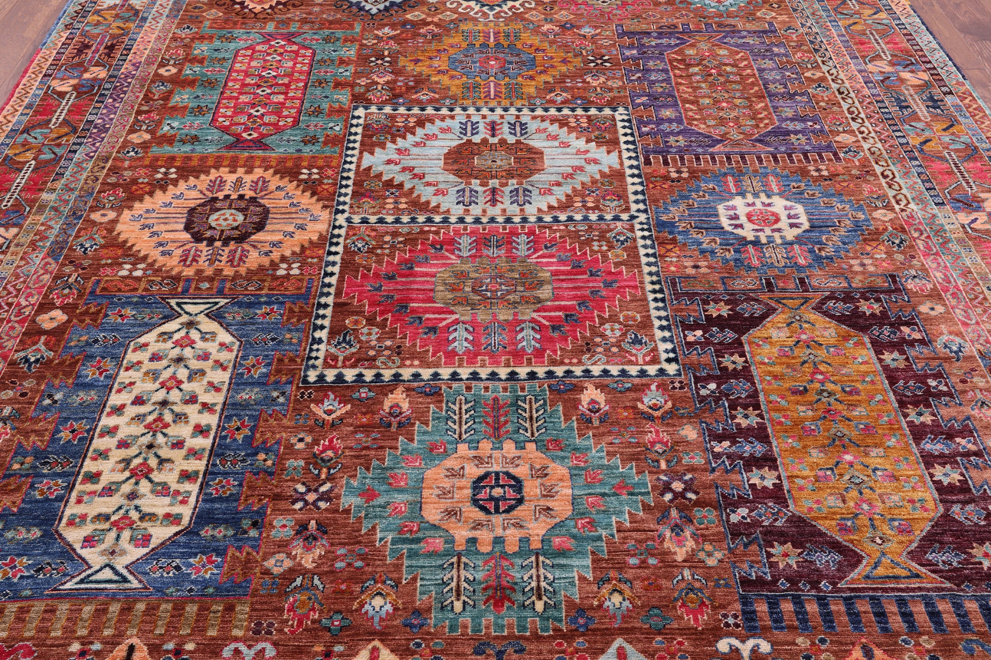 Persian Fine Serapi Hand Knotted Wool Rug - 8' 5" X 9' 8" - Golden Nile