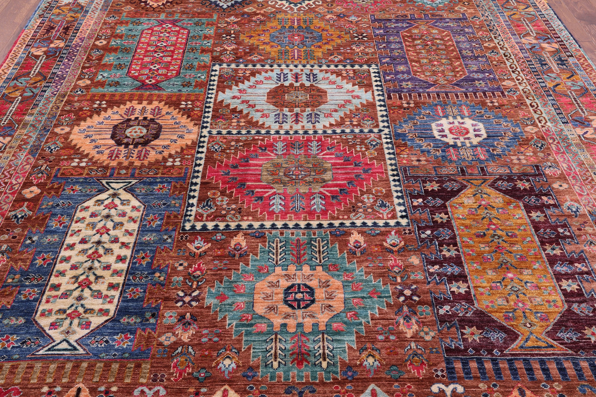 Persian Fine Serapi Hand Knotted Wool Rug - 8' 5" X 9' 8" - Golden Nile