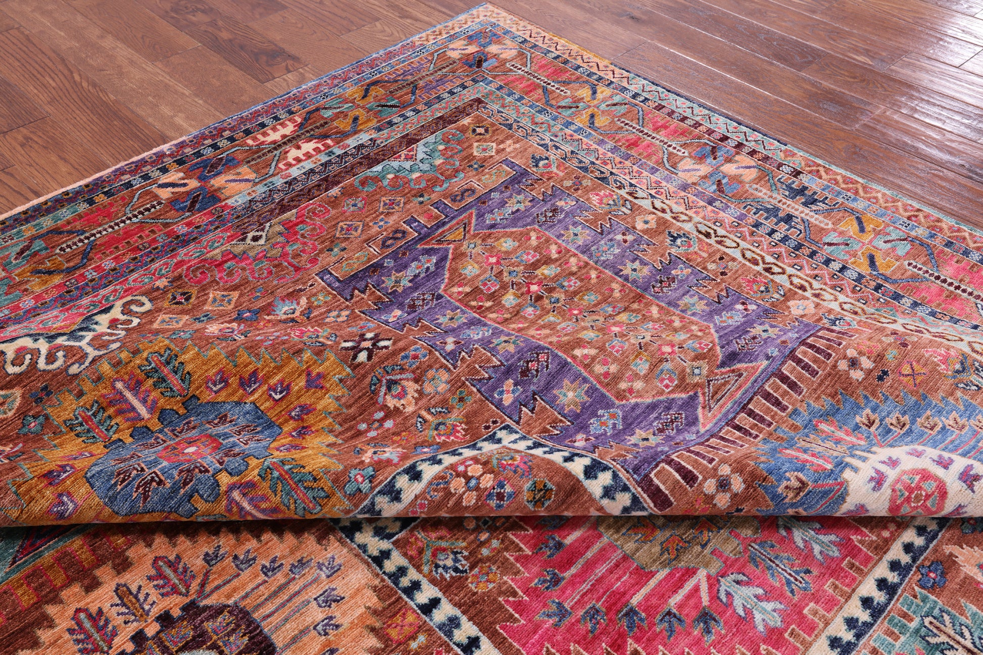 Persian Fine Serapi Hand Knotted Wool Rug - 8' 5" X 9' 8" - Golden Nile