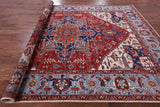 Red Persian Fine Serapi Hand Knotted Wool Rug - 8' 11" X 11' 9" - Golden Nile