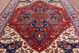 Red Persian Fine Serapi Hand Knotted Wool Rug - 8' 11" X 11' 9" - Golden Nile