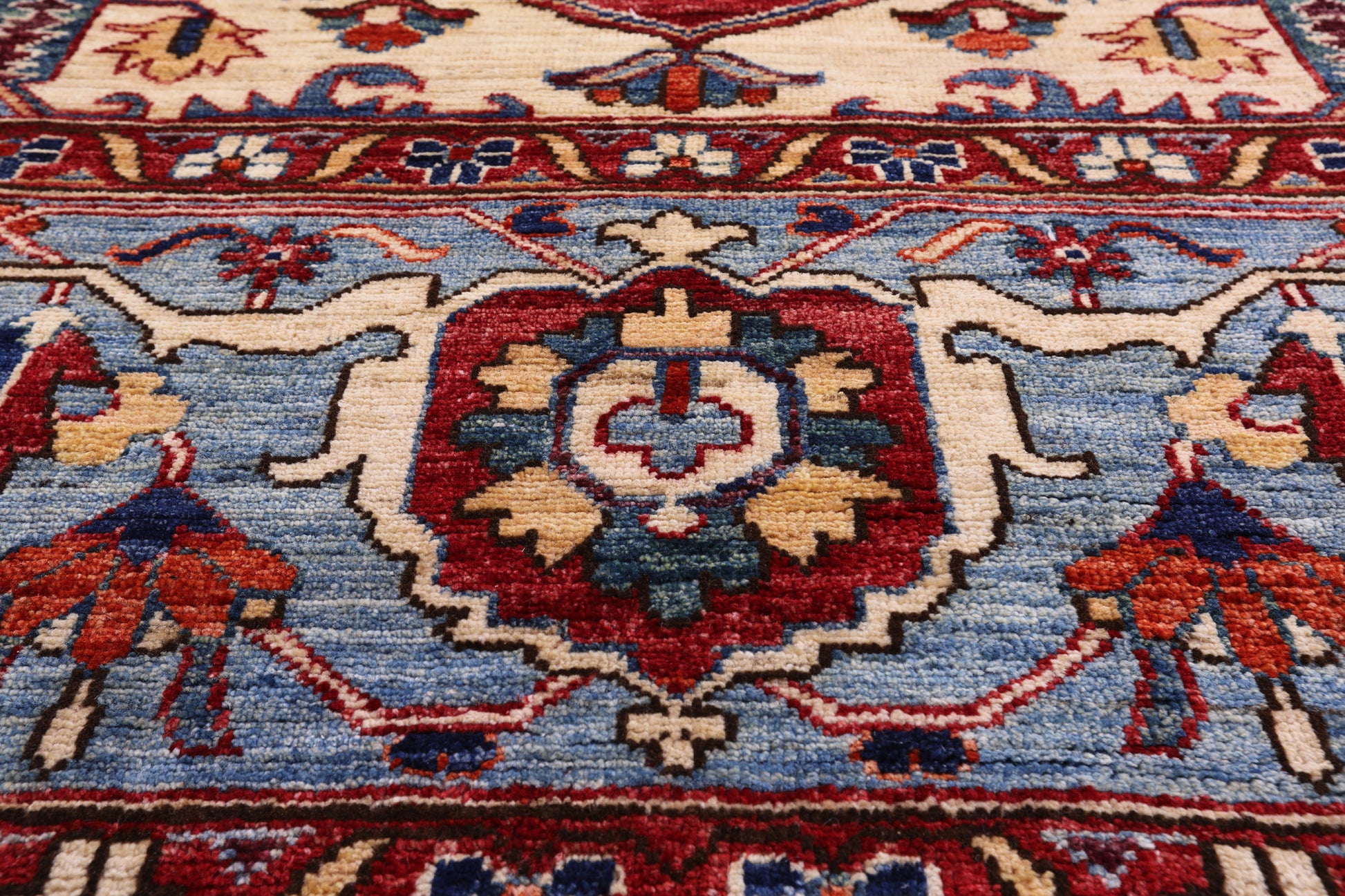 Red Persian Fine Serapi Hand Knotted Wool Rug - 8' 11" X 11' 9" - Golden Nile