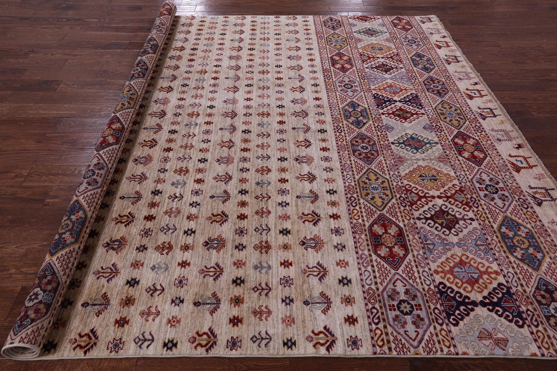 Tribal Persian Gabbeh Hand Knotted Wool Rug - 8' 6" X 9' 10" - Golden Nile