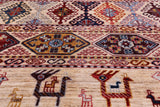 Tribal Persian Gabbeh Hand Knotted Wool Rug - 8' 6" X 9' 10" - Golden Nile