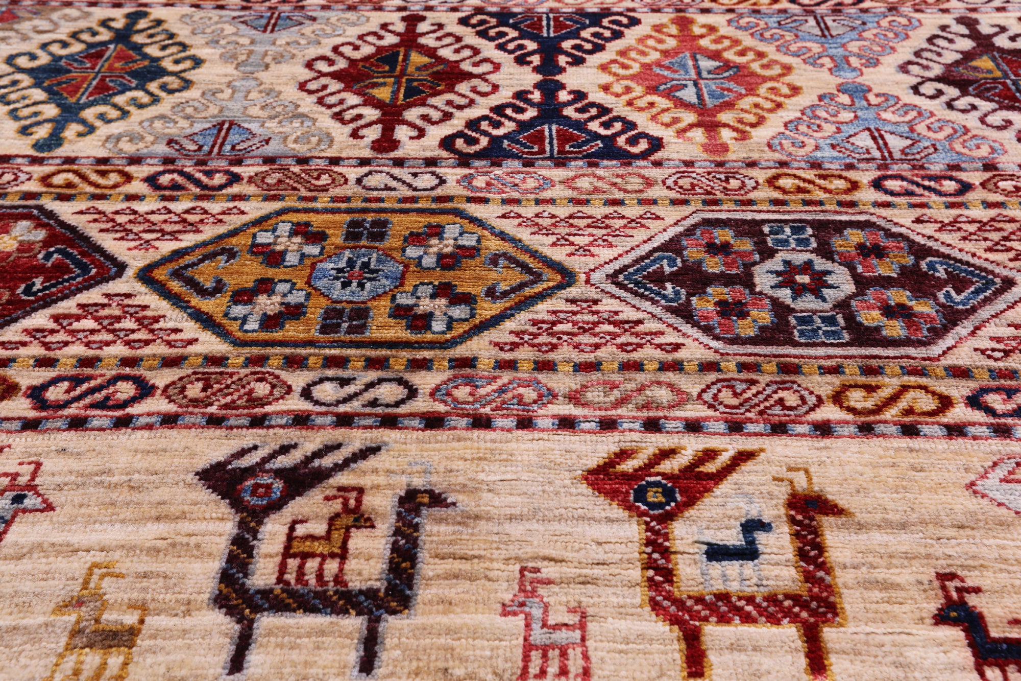 Tribal Persian Gabbeh Hand Knotted Wool Rug - 8' 6" X 9' 10" - Golden Nile