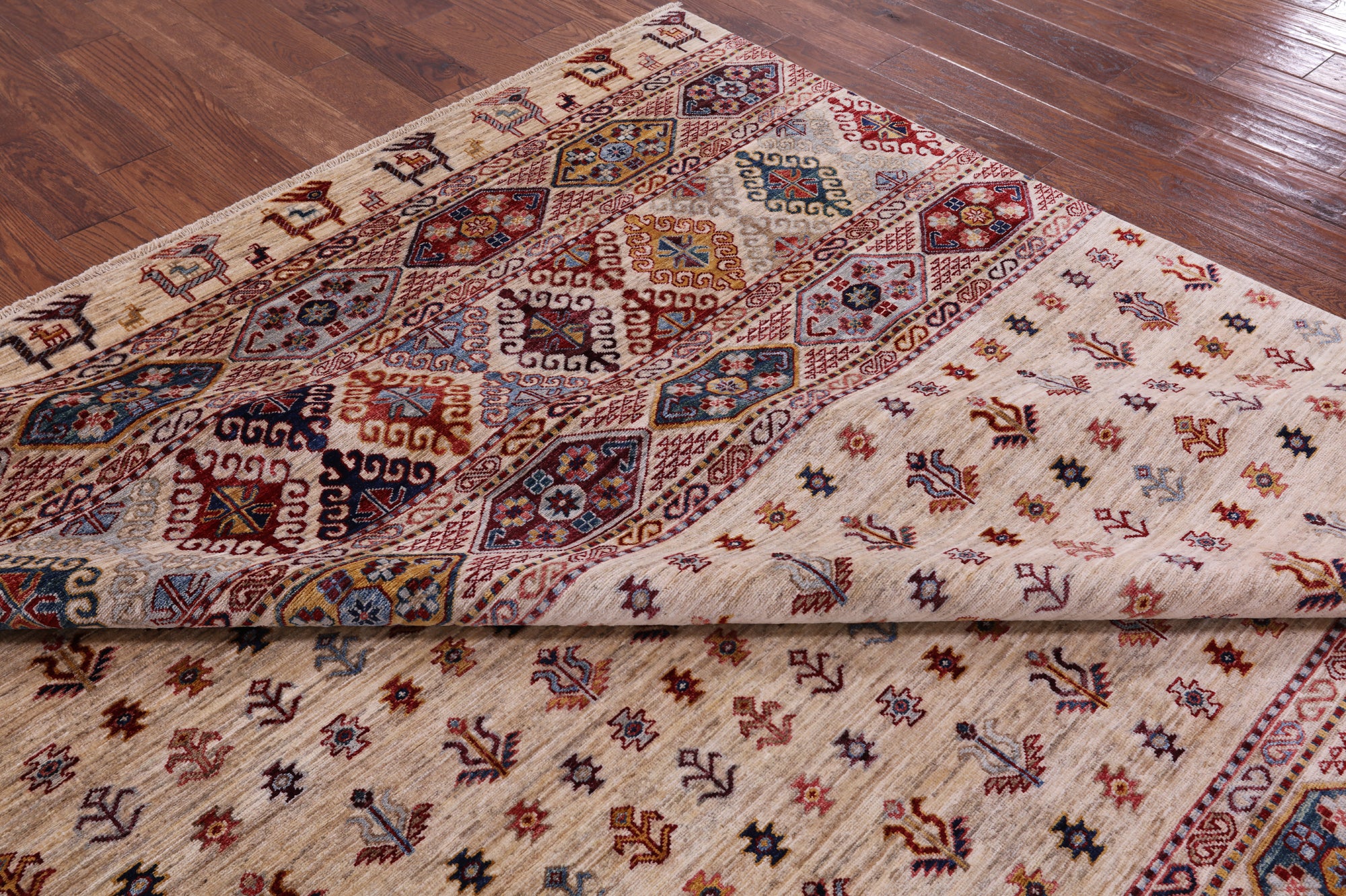 Tribal Persian Gabbeh Hand Knotted Wool Rug - 8' 6" X 9' 10" - Golden Nile