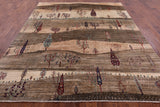 Tribal Persian Gabbeh Hand Knotted Wool Rug - 8' 3" X 9' 9" - Golden Nile