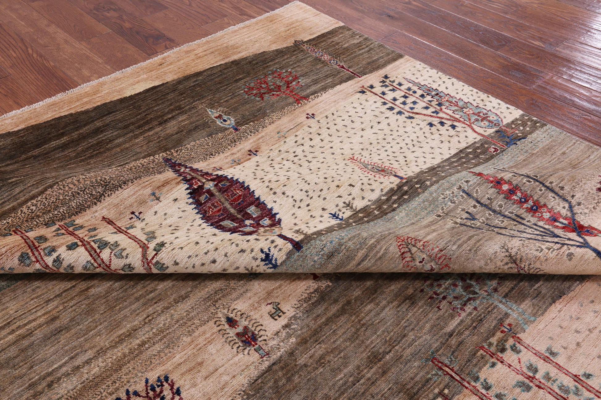 Tribal Persian Gabbeh Hand Knotted Wool Rug - 8' 3" X 9' 9" - Golden Nile