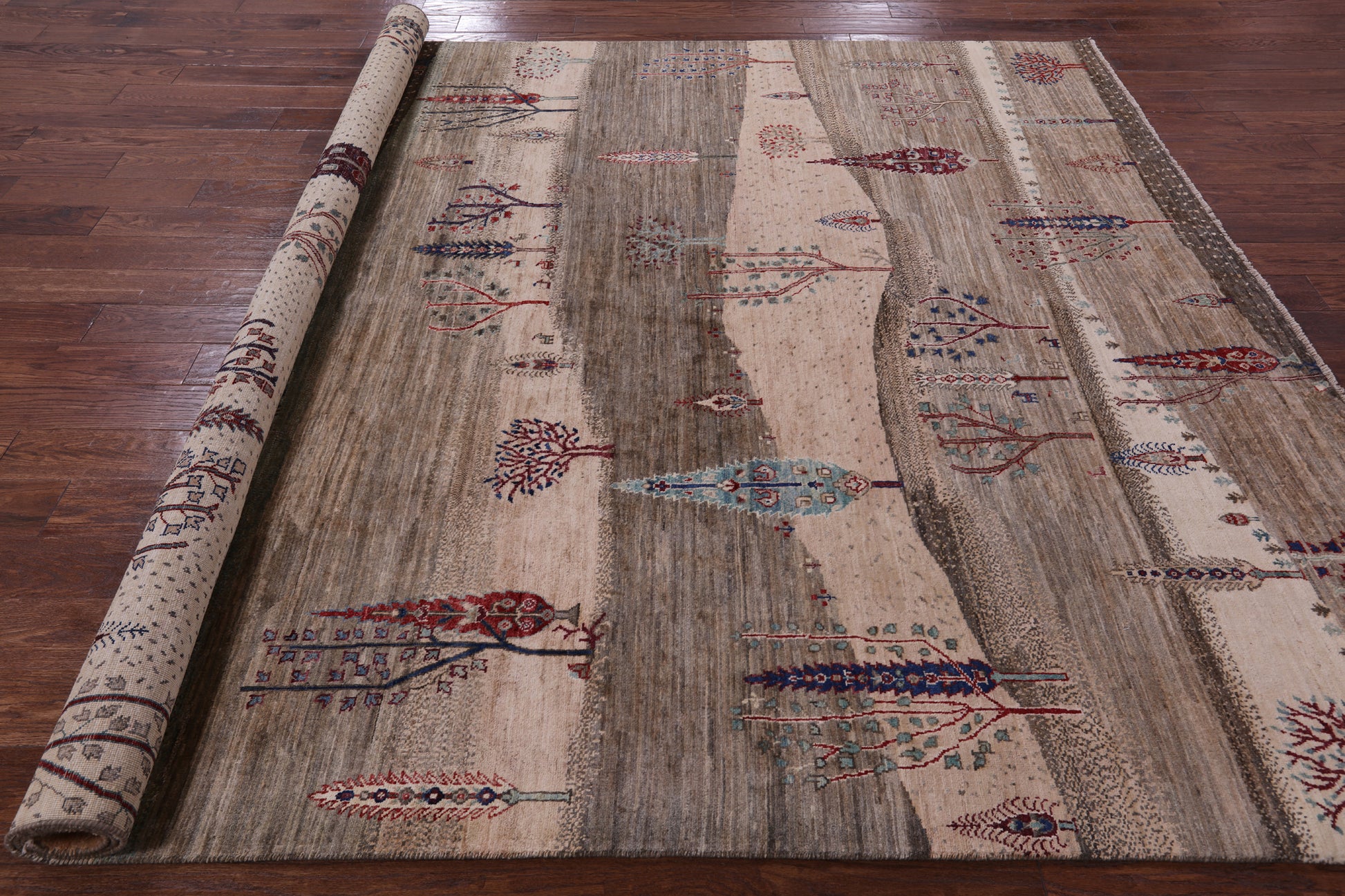 Tribal Persian Gabbeh Hand Knotted Wool Rug - 8' 3" X 9' 9" - Golden Nile