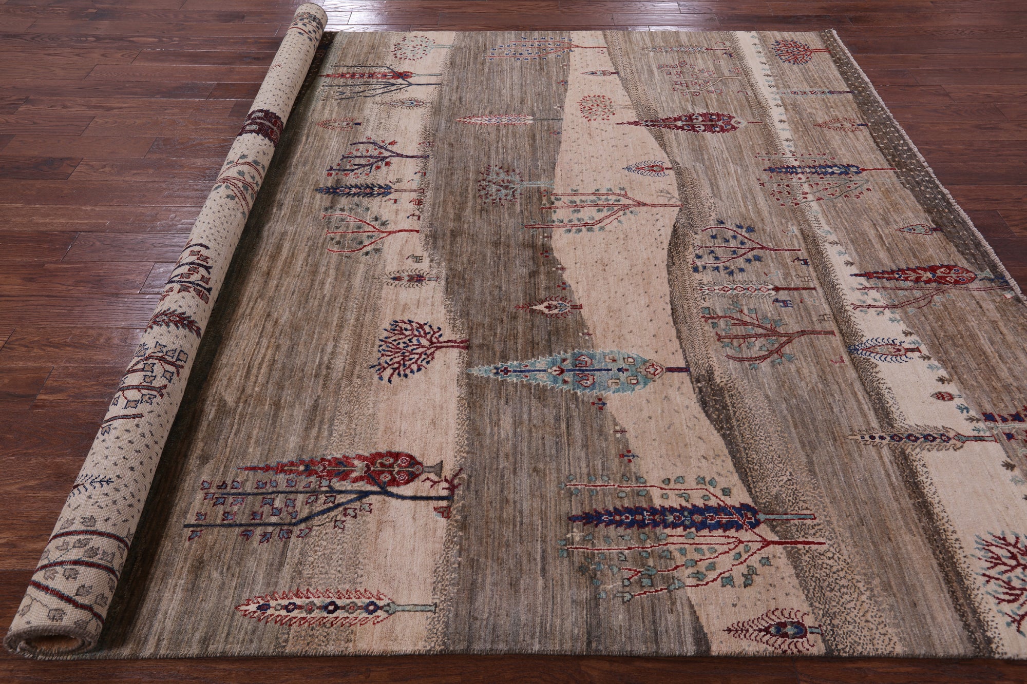 Tribal Persian Gabbeh Hand Knotted Wool Rug - 8' 3" X 9' 9" - Golden Nile