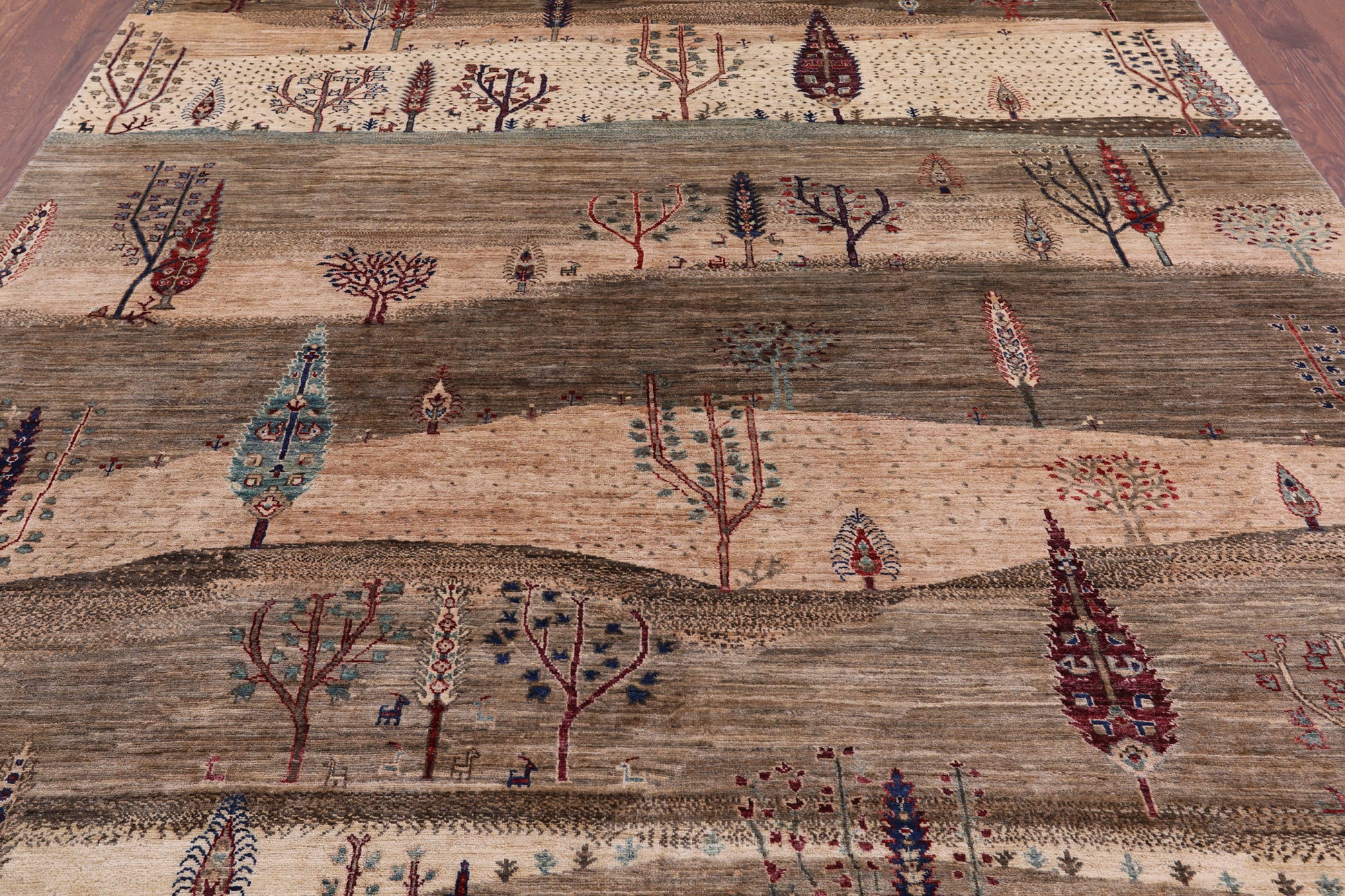 Tribal Persian Gabbeh Hand Knotted Wool Rug - 8' 3" X 9' 9" - Golden Nile