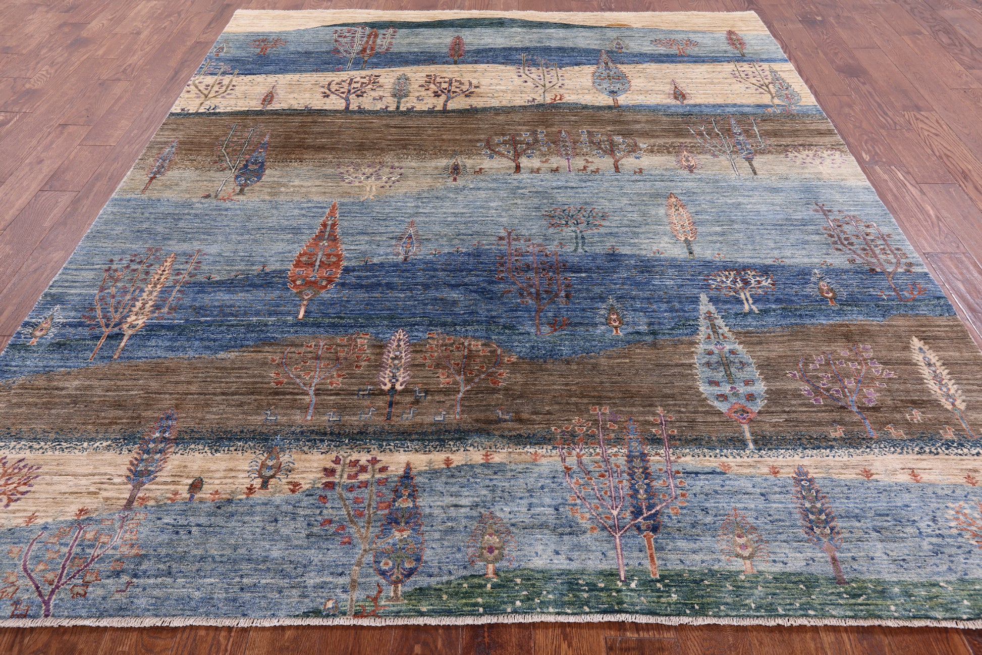 Tribal Persian Gabbeh Hand Knotted Wool Rug - 7' 11" X 9' 6" - Golden Nile