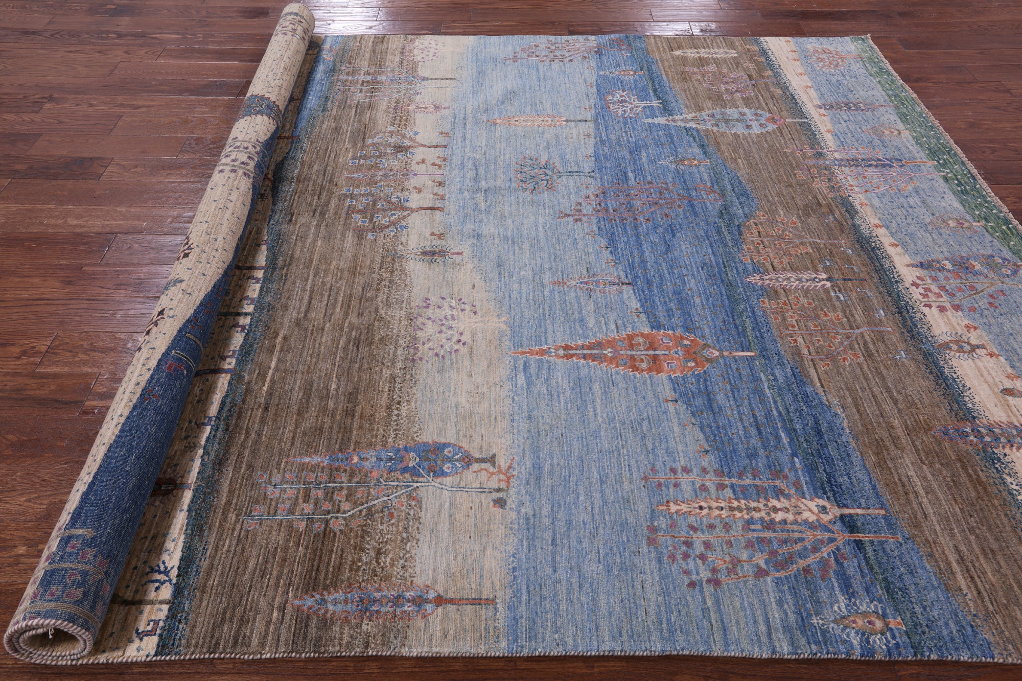 Tribal Persian Gabbeh Hand Knotted Wool Rug - 7' 11" X 9' 6" - Golden Nile