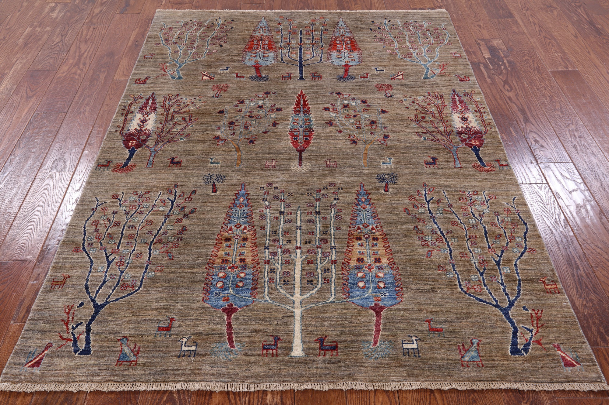 Tribal Persian Gabbeh Hand Knotted Wool Rug - 4' 11" X 6' 5" - Golden Nile