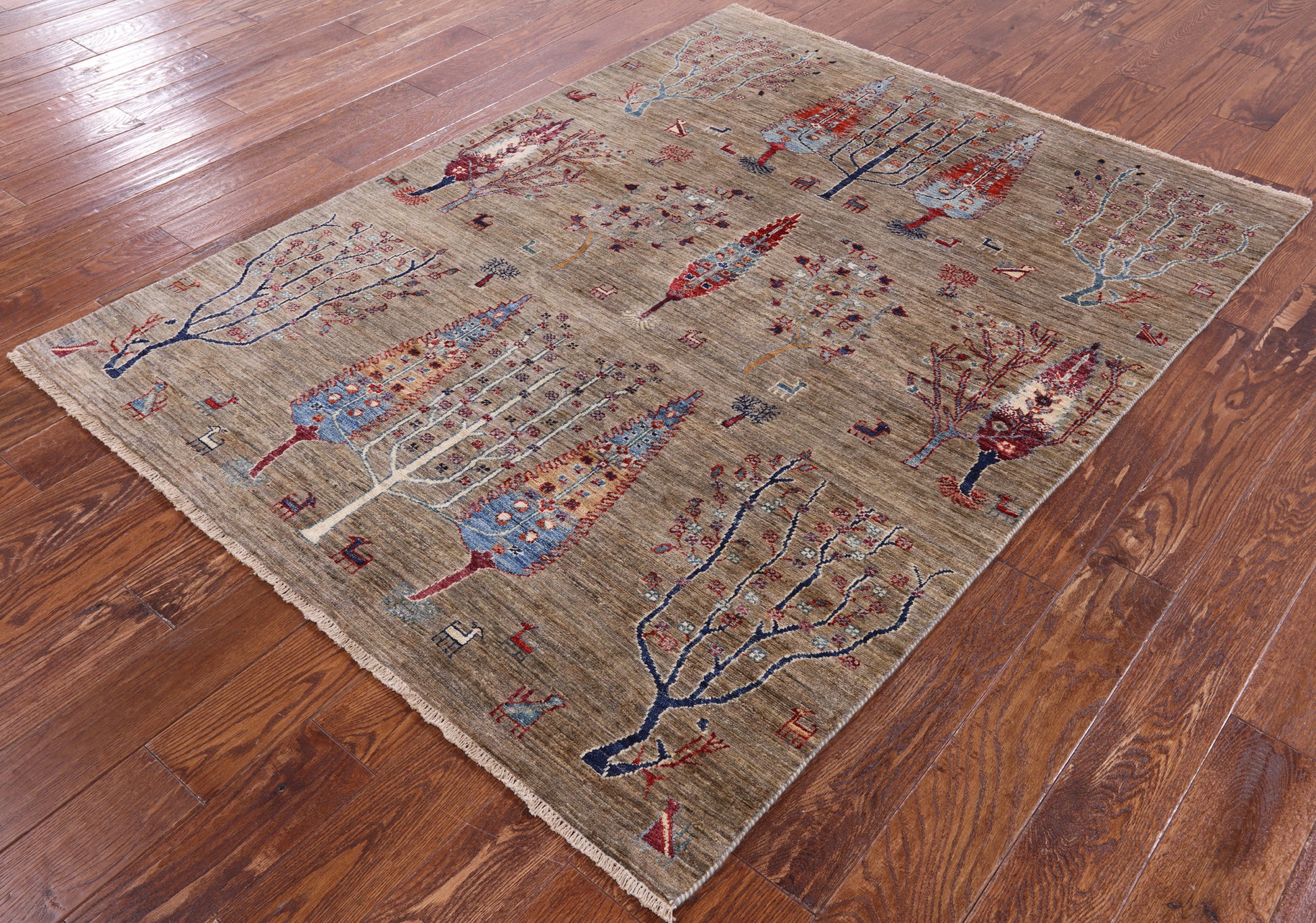 Tribal Persian Gabbeh Hand Knotted Wool Rug - 4' 11" X 6' 5" - Golden Nile