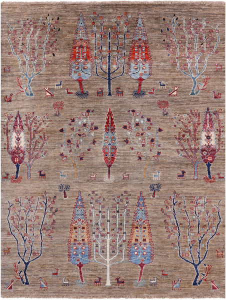 Tribal Persian Gabbeh Hand Knotted Wool Rug - 4' 11" X 6' 5" - Golden Nile