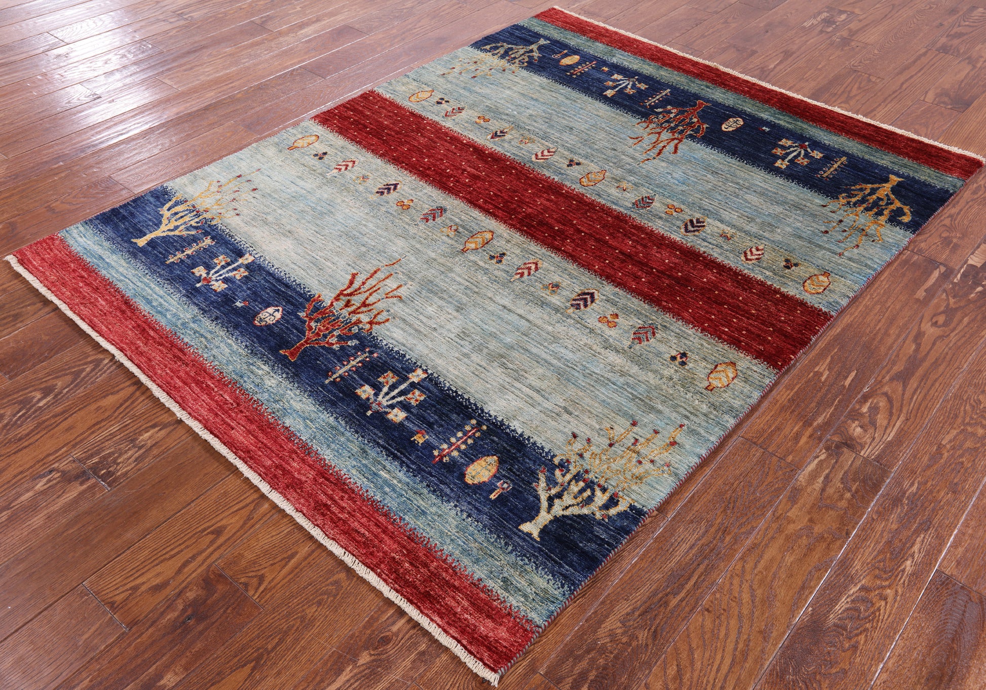 Tribal Persian Gabbeh Hand Knotted Wool Rug - 4' 11" X 6' 4" - Golden Nile