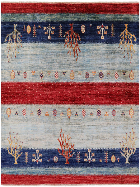 Tribal Persian Gabbeh Hand Knotted Wool Rug - 4' 11" X 6' 4" - Golden Nile