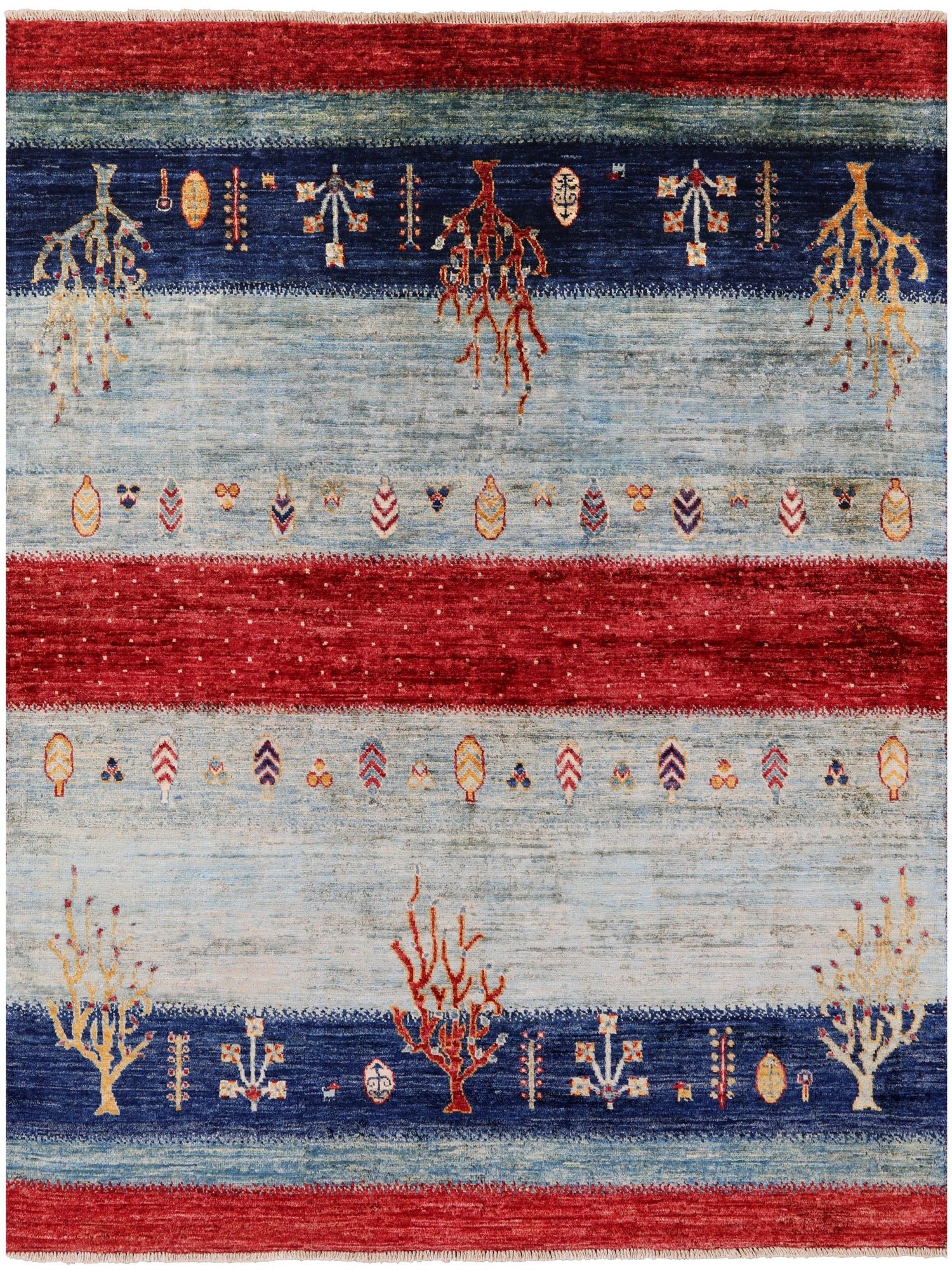Tribal Persian Gabbeh Hand Knotted Wool Rug - 4' 11" X 6' 4" - Golden Nile