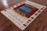 Tribal Persian Gabbeh Handmade Wool Rug - 4' 9" X 6' 6" - Golden Nile