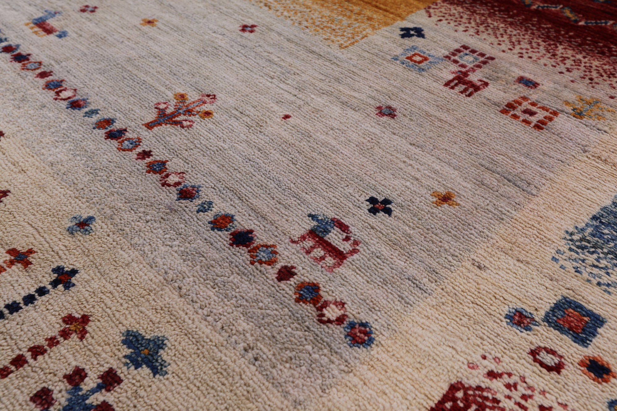 Tribal Persian Gabbeh Handmade Wool Rug - 4' 9" X 6' 6" - Golden Nile