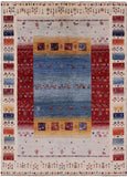 Tribal Persian Gabbeh Handmade Wool Rug - 4' 9" X 6' 6" - Golden Nile
