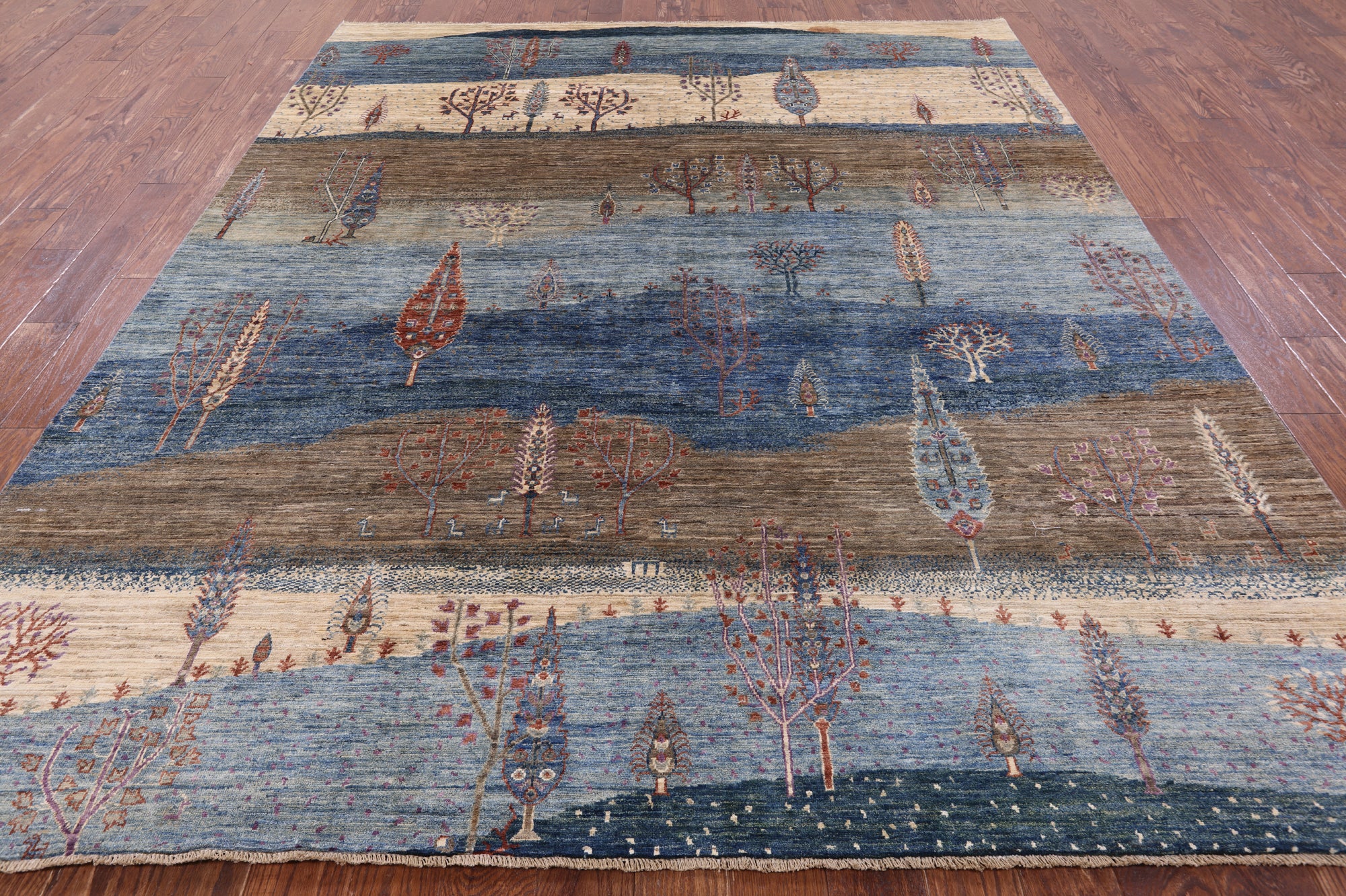 Tribal Persian Gabbeh Handmade Wool Rug - 8' 0" X 9' 8" - Golden Nile
