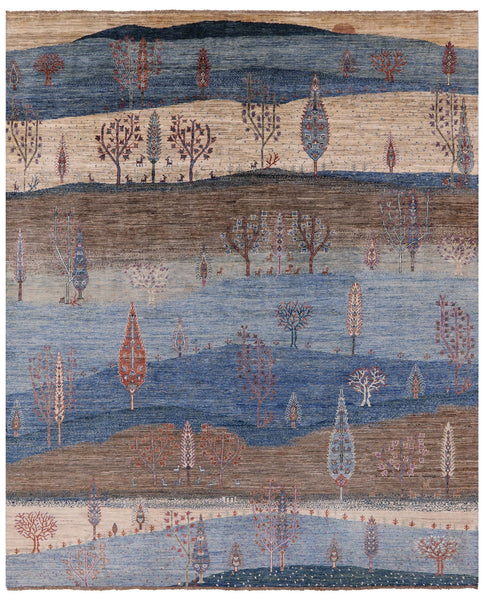 Tribal Persian Gabbeh Handmade Wool Rug - 8' 0" X 9' 8" - Golden Nile