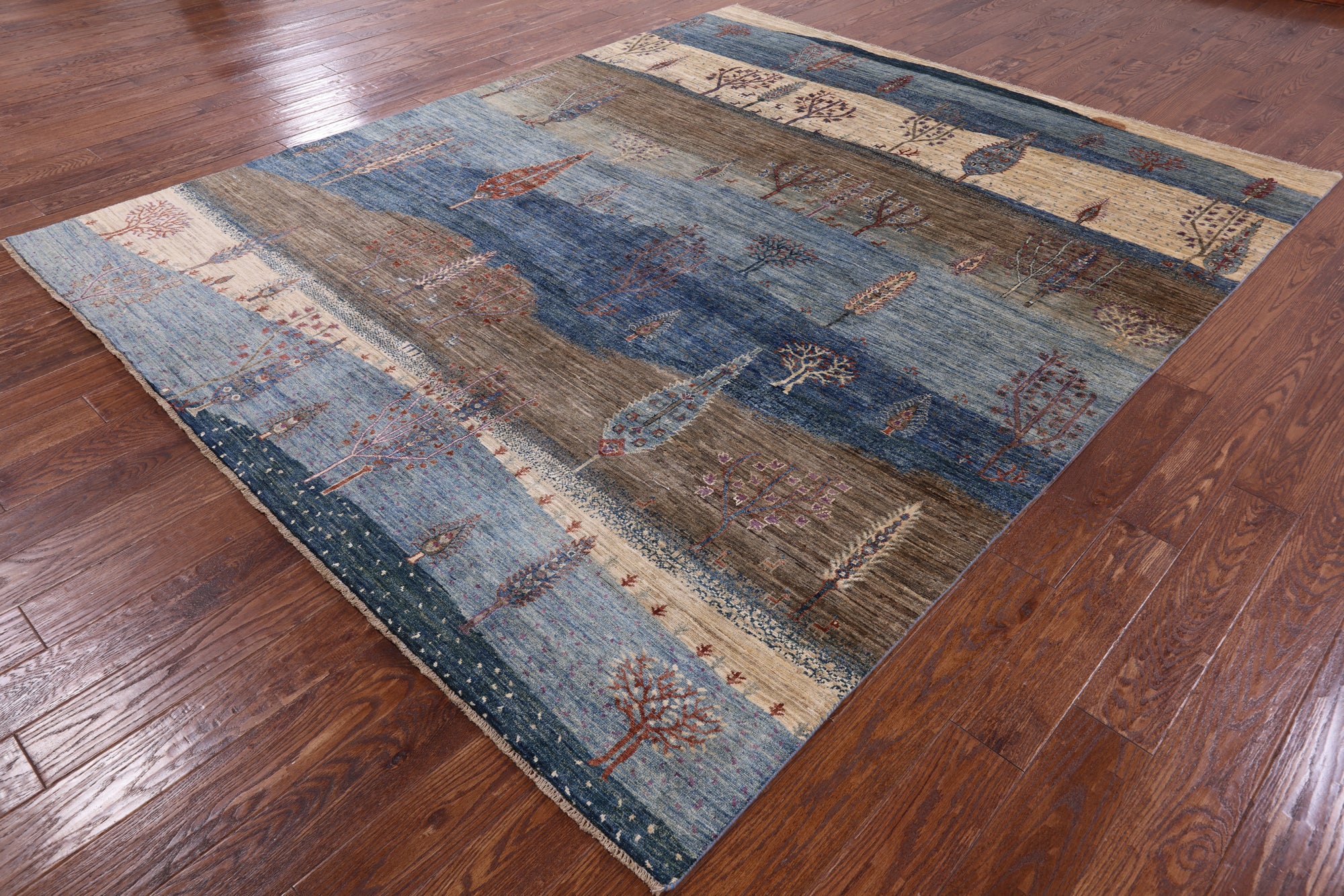 Tribal Persian Gabbeh Handmade Wool Rug - 8' 0" X 9' 8" - Golden Nile