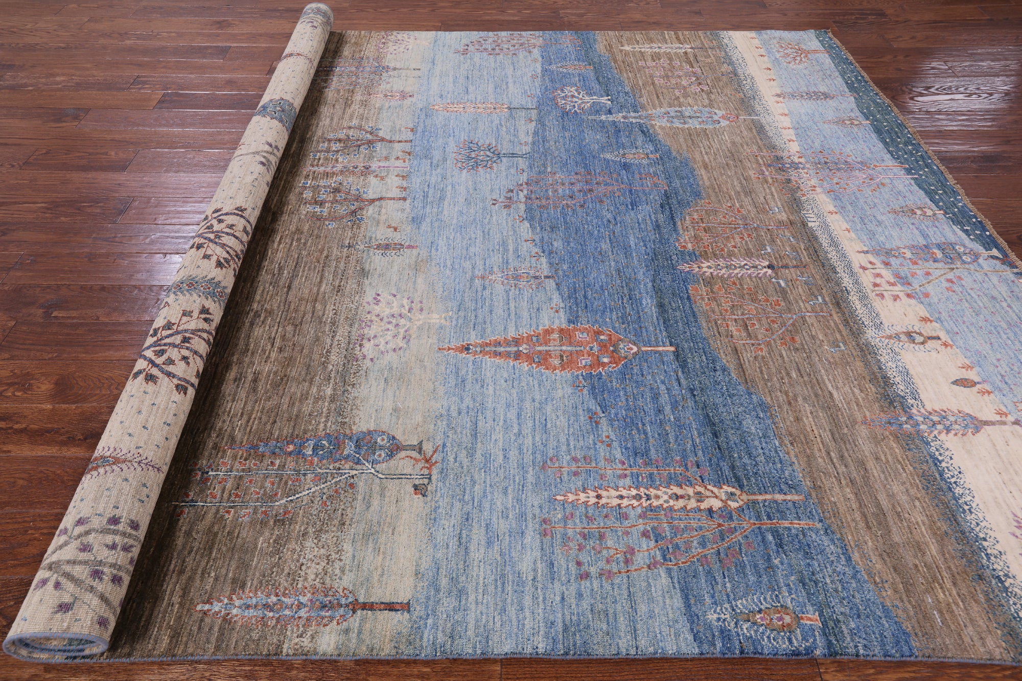 Tribal Persian Gabbeh Handmade Wool Rug - 8' 0" X 9' 8" - Golden Nile