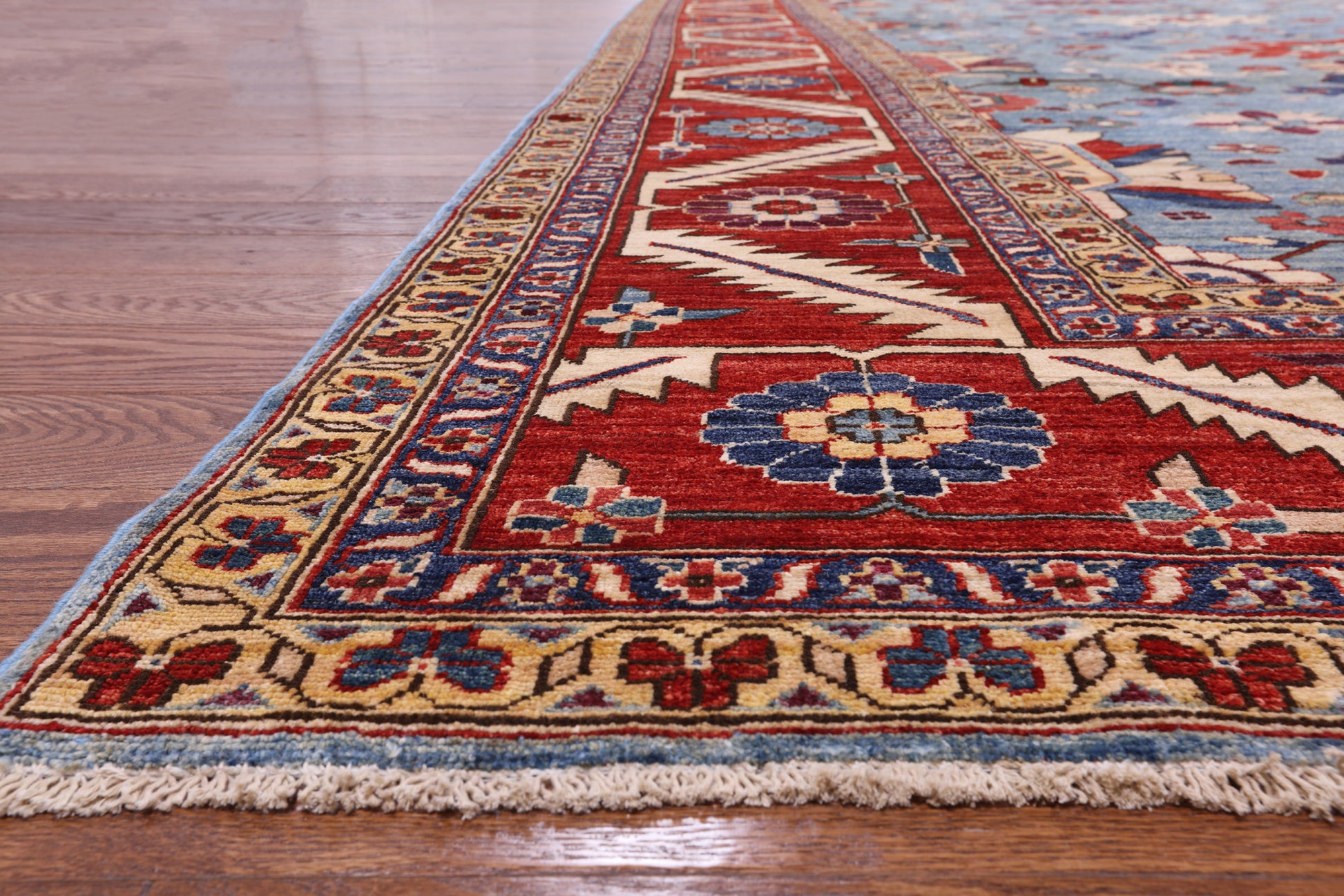 Blue Persian Fine Serapi Hand Knotted Wool Rug - 13' 8" X 22' 8" - Golden Nile