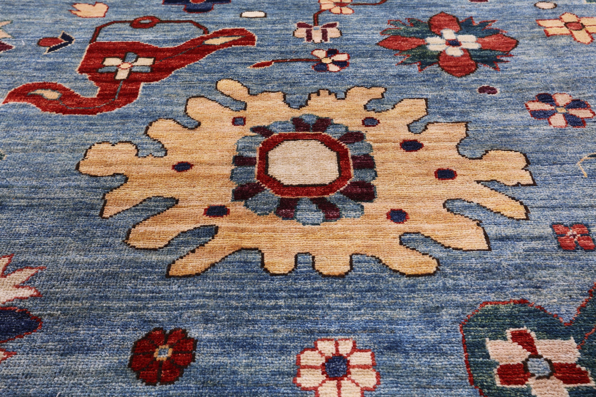 Blue Persian Fine Serapi Hand Knotted Wool Rug - 13' 8" X 22' 8" - Golden Nile